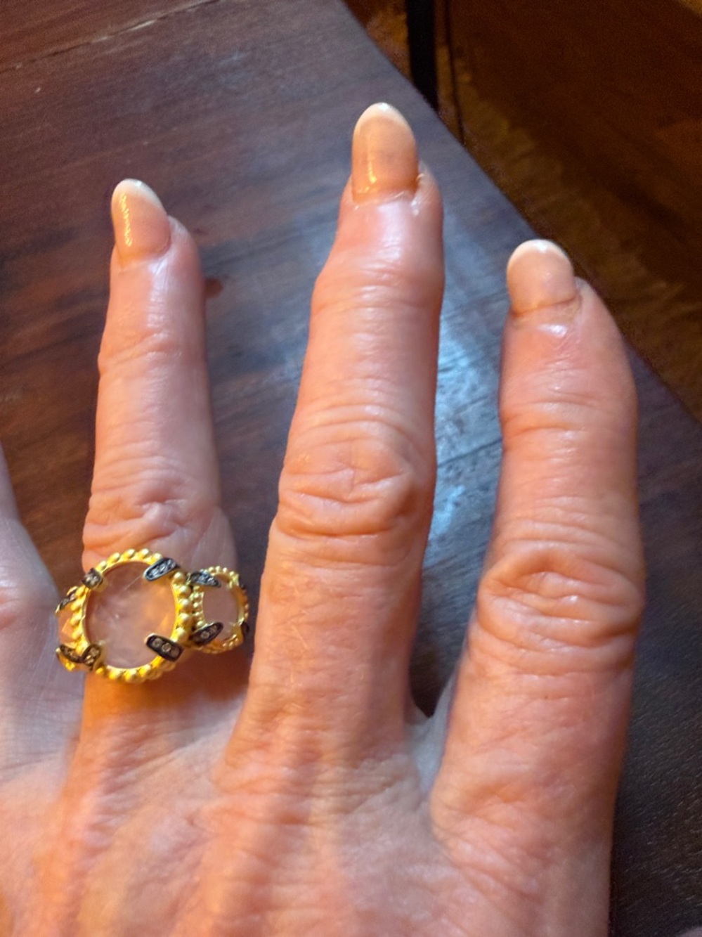Freida Rothman Rose Quartz Ring Size 7 - Picture 5 of 5